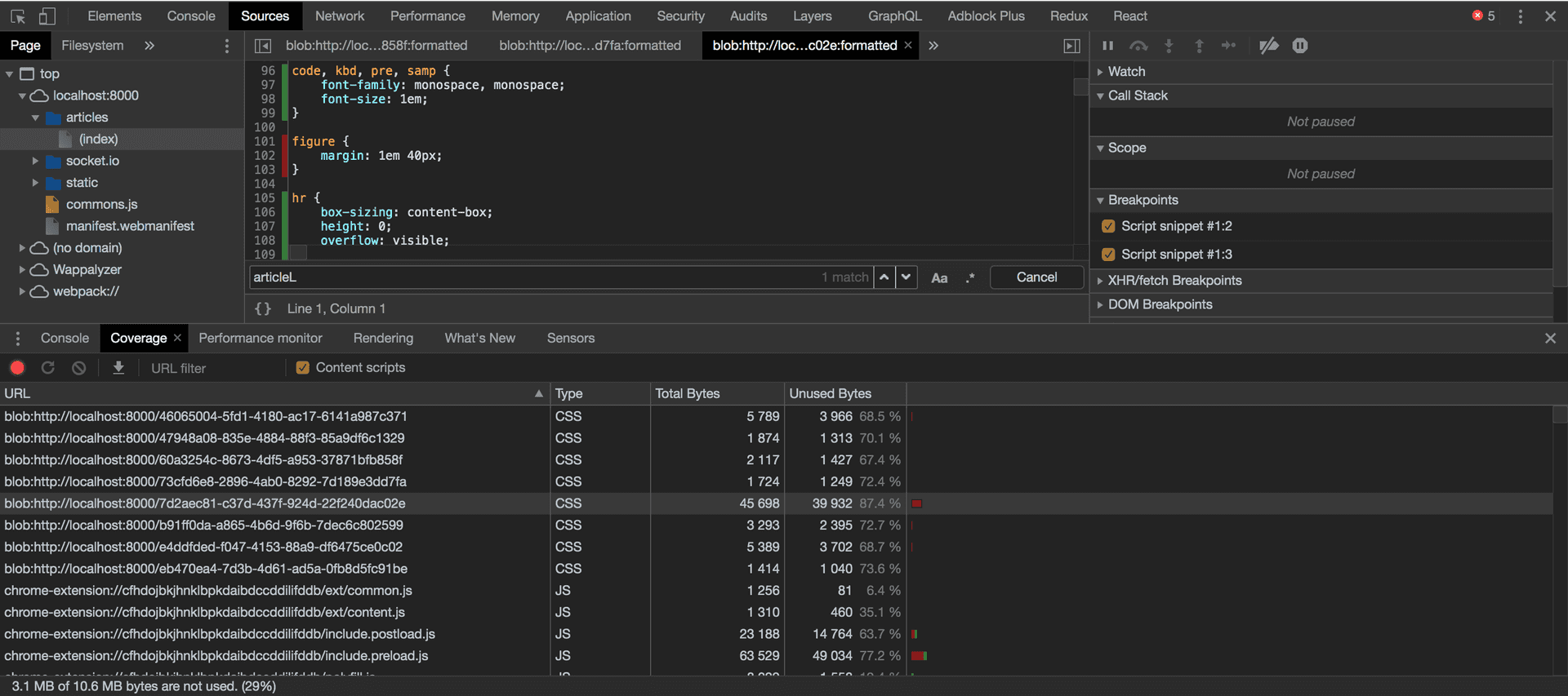 Finding Unused CSS.